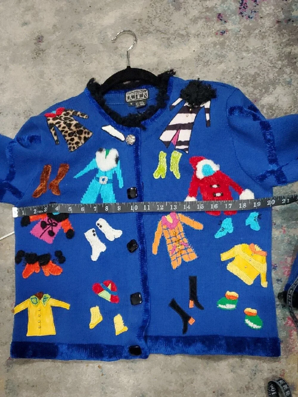 Berek Vintage Bright Blue Novelty Cardigan with Winter Outfits Size S
